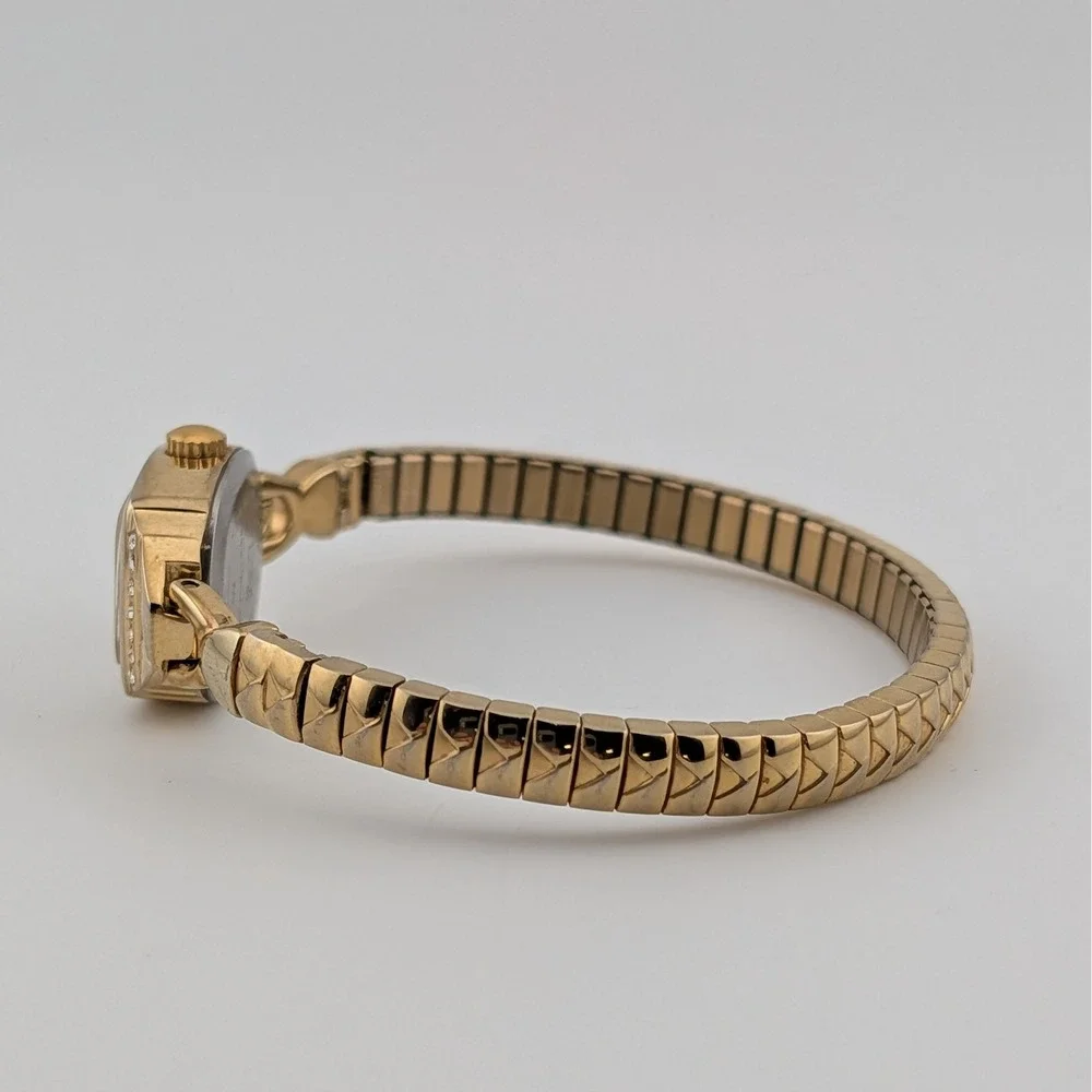 Timex Women's Gold Tone Crystal Accent Expansion Bracelet Watch 17mm 6.25